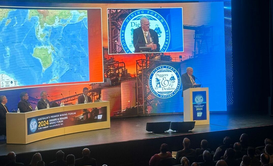 Kim Beazley presenting at Diggers and Dealers 2024.