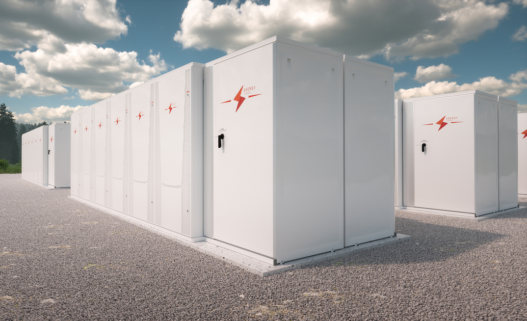 Renewable energy battery storage system in nature. Credit: Shutterstock/Petrmalinak 