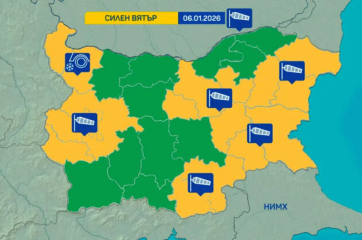 Strong Winds and Ice Warnings Issued Across Bulgaria for Tuesday
