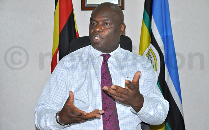  ike hibita addressing the media at his office in ampala on uesday hoto by ancy anyonga