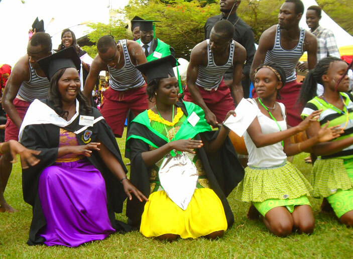  ome of the graduates participate in a traditional dance 