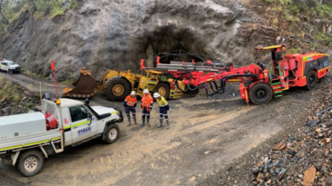PYBAR workers outside the Metz zone portal at Hillgrove.