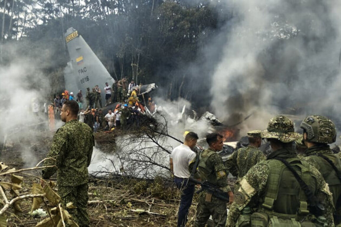 Colombian military plane crashes near Ecuador border, 48 survive