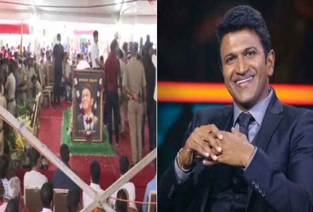 Fans gather at Kanteerava stadium in Bengaluru to pay last respects to Puneeth Rajkumar