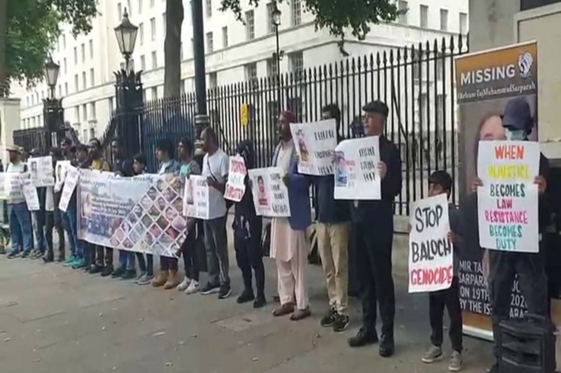 Protest outside 10 Downing Street marks 5 years since disappearance of Mir Taj Muhammad Sarparah