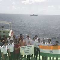 Crew members thank Indian Navy as LPG carriers make way to India