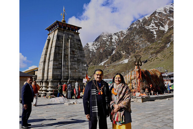 Adani Group chairman Gautam Adani and his wife offer prayers at Kedarnath temple on 40th wedding anniversary
