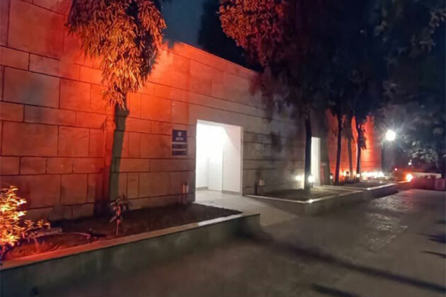 Israeli Embassy in New Delhi turns orange in tribute