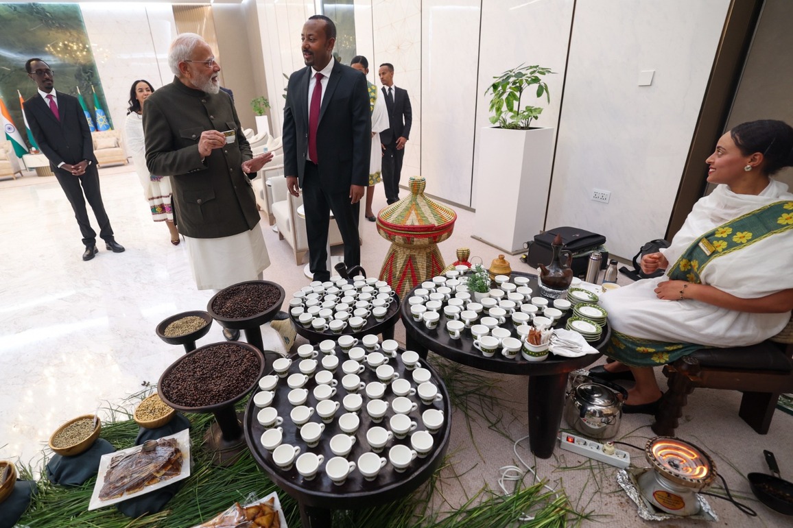 PM Modi takes part in traditional Coffee Ceremony at Addis Ababa airport