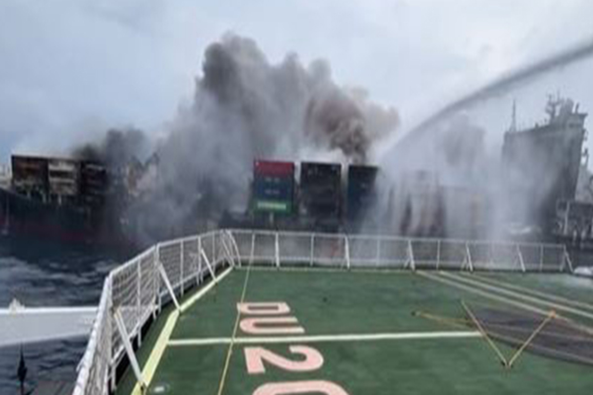 Indian Coast Guard battles thick smoke after fire breaks out on Singapore-flagged container ship