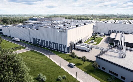 Concept art of ElevenEs' LFP battery cell factory