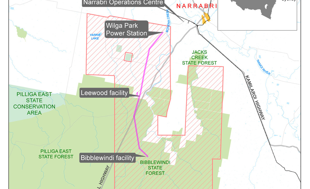 A map of the Narrabri gas project.
