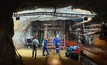 Workers gather around the shaft at Orion Minerals' Prieska mine in Northern Cape, South Africa