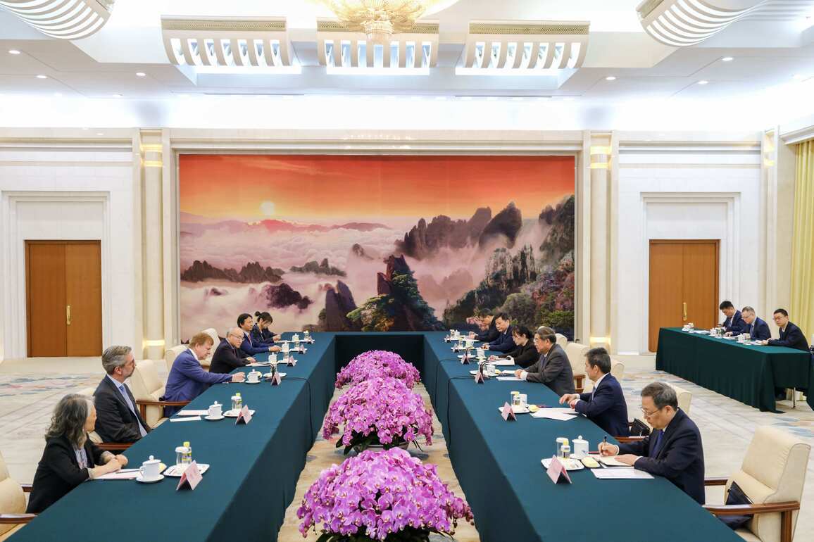 CHINA-BEIJING-HE LIFENG-MYRON BRILLIANT-MEETING (CN)