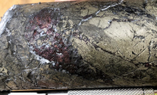 The "outrageously good" bornite core from Thursday's Gossan.