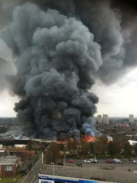 Fire sweeps through Carvers site