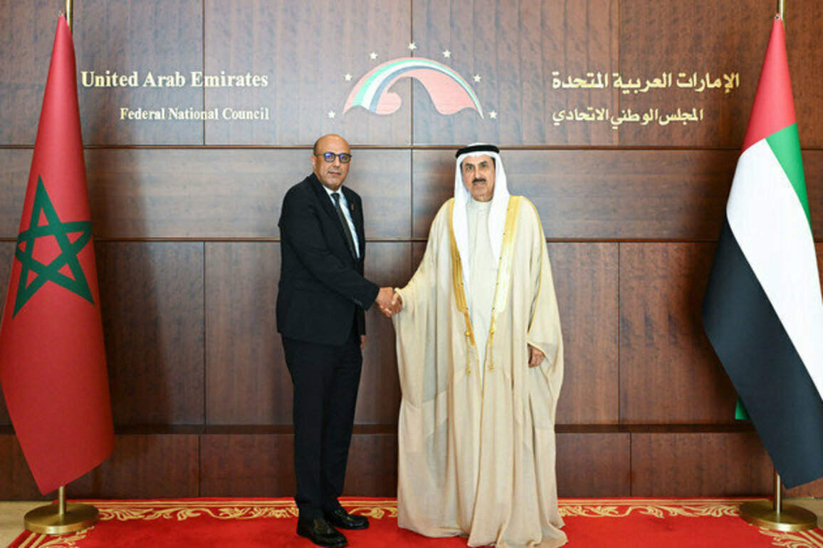 Saqr Ghobash, President of Morocco's House of Councillors discuss parliamentary cooperation