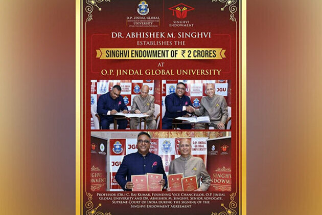 Dr Abhishek M Singhvi establishes Rs 2 crore Endowment at O.P Jindal Global University