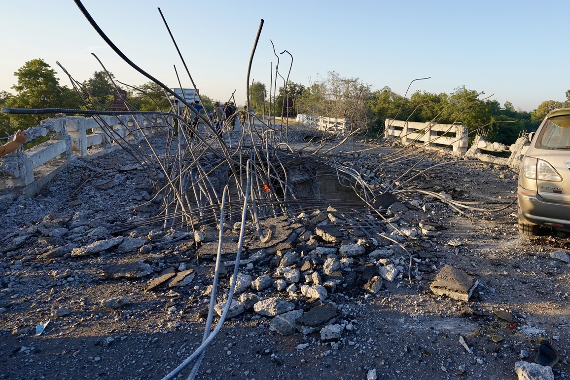 CAMBODIA-ODDAR MEANCHEY-DAMAGED CONCRETE BRIDGE