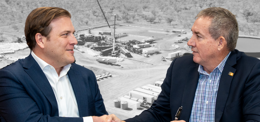 Top End scrambles for gas Pictured: Beetaloo Energy MD Alex Underwood and NT energy minister Gerard Maley sign an offtake deal aimed at easing the Territory’s worsening gas shortfall.