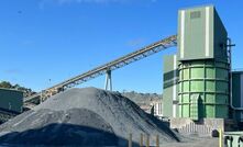  The stockpile of crushed ore adjacent to the fine ore bin from the crushing circuit.