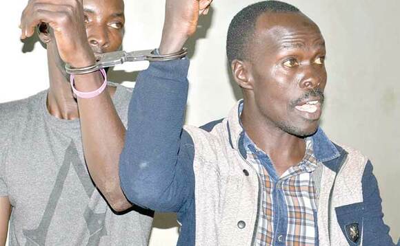 Lubega (ku ddyo) eyeeyita ‘Kiwi’ ne munne ku mpingu mu kkooti e Mengo eggulo. Lubega (ku ddyo) eyeeyita ‘Kiwi’ ne munne ku mpingu mu kkooti e Mengo eggulo.