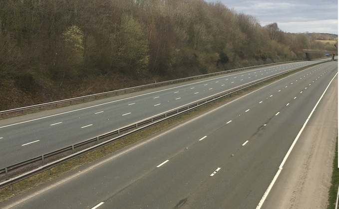 Photo of empty M4 motorway in Wales taken at the end of March 2020 | Credit: Seth Whales