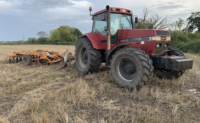 Pride of the farm: Anthony Haimes Case Magnum 7220 may be approaching its 30th birthday but still pulls well enough to handle a subsoiler and set of discs.  