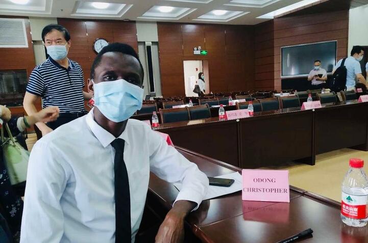Christopher Odong in China. Courtesy photo