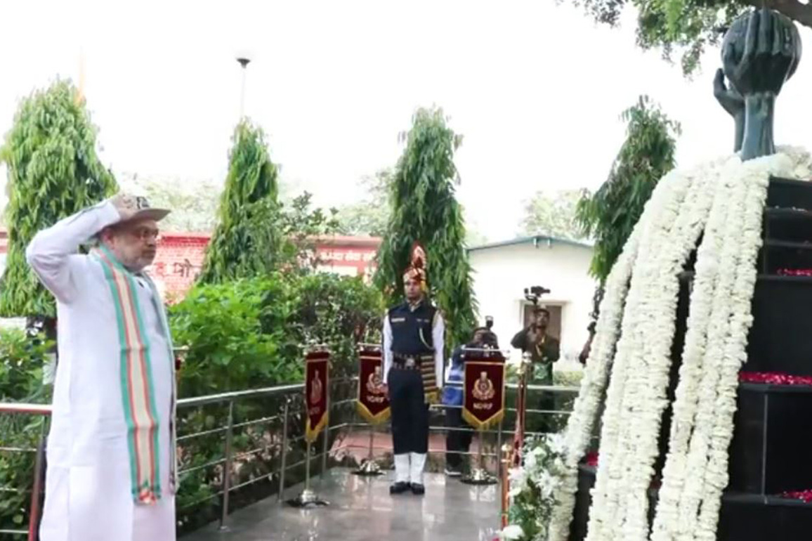 Amit Shah lays wreath at Veer Shaheed Smarak; plants sapling at Maharshi Charak Vatika during NDRF event