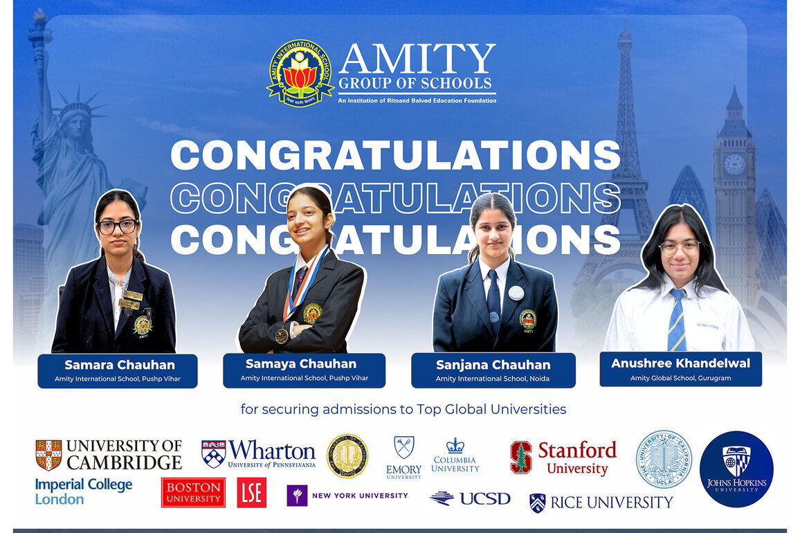 Amity Students Achieve Outstanding Global Selections to Ivy League and Top Global Universities