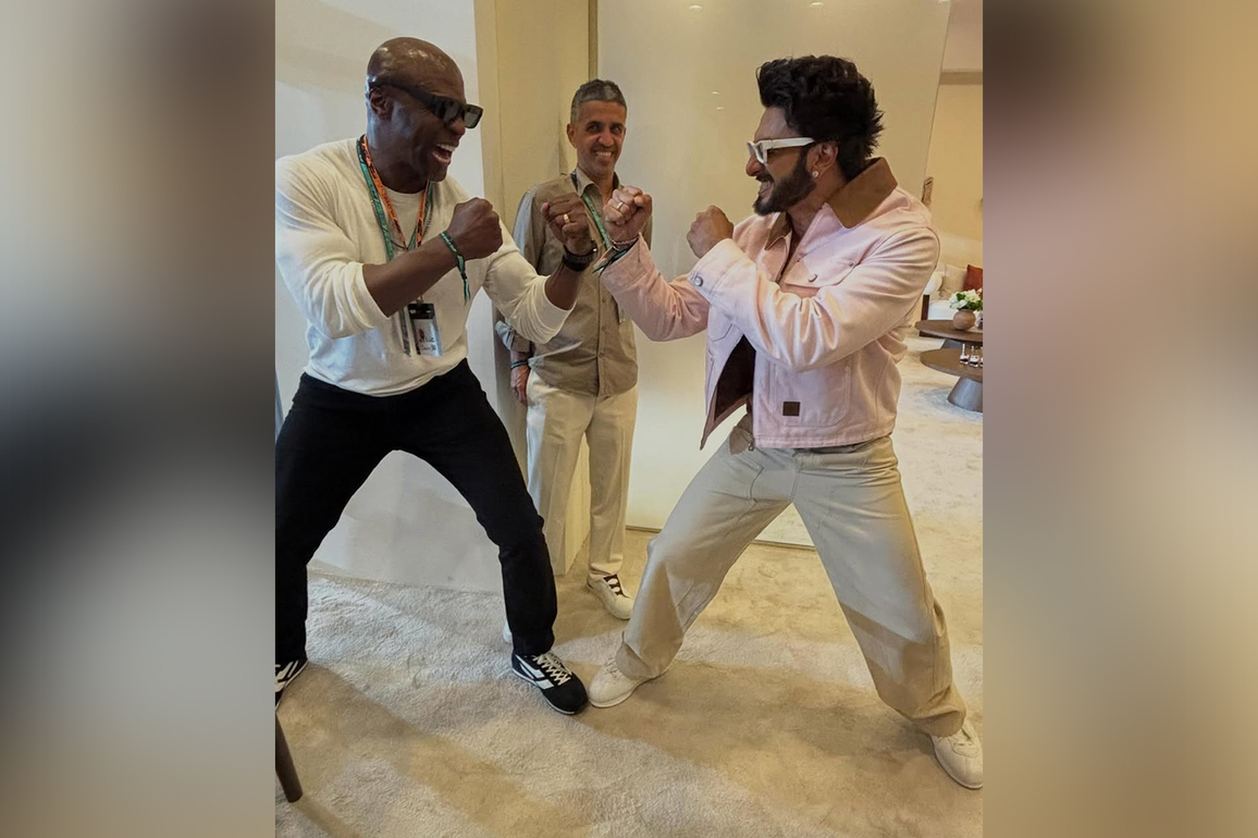 At Abu Dhabi Grand Prix 2025, Terry Crews congratulates Ranveer Singh on 'Dhurandhar'