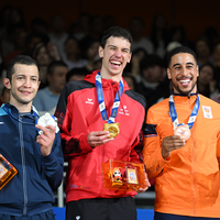(SP)CHINA-CHENGDU-THE WORLD GAMES 2025-KICKBOXING-MEN'S POINT FIGHTING -74KG-VICTORY CEREMONY (CN)
