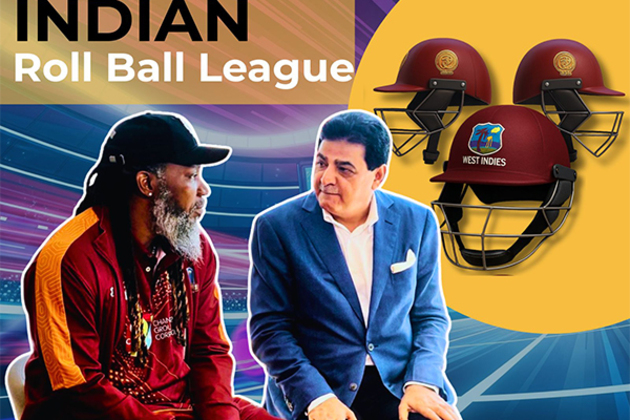 Gayle, Pollard, West Indian Champion Team to sport Indian game RollBall helmets