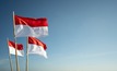 Indonesia flags flutter in the wind