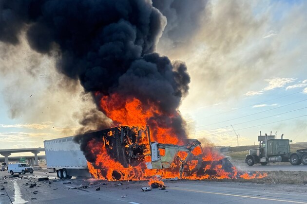 Driver cited after fiery semi crash closes I-70 in Aurora