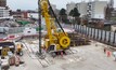 A Soilmec SC-110 Urban at work on the site of the Rueil – Suresnes Mont-Valérien station site along Line 15 West part of the Grand Paris Express project