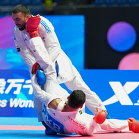 (SP) CHINA-CHENGDU-THE WORLD GAMES 2025-KARATE-MEN'S KUMITE +84KG-FINALS-GOLD MEDAL BOUT (CN)