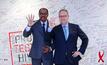 Michel Sidibé, UNAIDS' executive director, and Anglo American's Mark Cutifani pose for a campaign shot