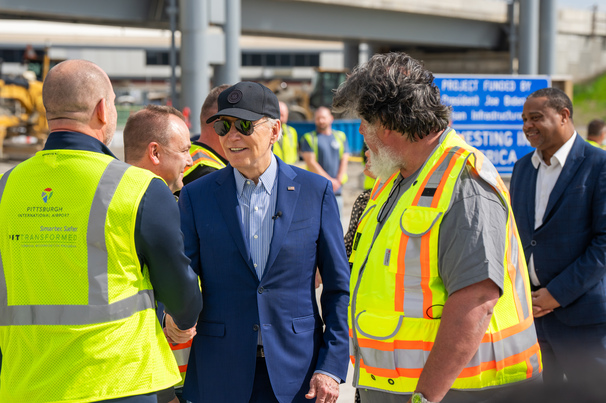 President Joe Biden during a visit to support the US steel industry in April 2024. Credit: White House/Adam Schultz