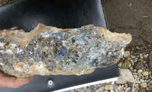 Large rock specimen collected from a manto working at Humaspunco showing coarse galena and sphalerite