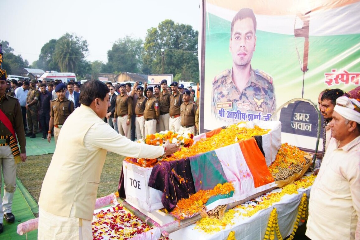 MP CM Yadav pays tribute to Hawk Force Inspector Ashish Sharma; announces park, stadium to be built in his memory
