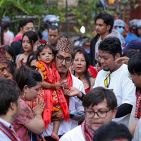 Toddler 'Aryatara Shakya' is anointed as "Kumari" the Living goddess after undergoing ancient ritual