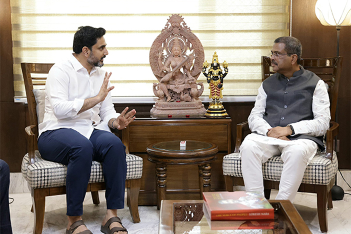 Dharmendra Pradhan meets Andhra Education Minister Nara Lokesh; appreciates his effort to "transform learning landscape" in state