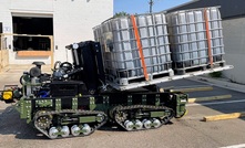 Stratom's patent-pending ATLAS vehicle for loading, unloading and transporting cargo in military and commercial applications. Photo: Stratom 