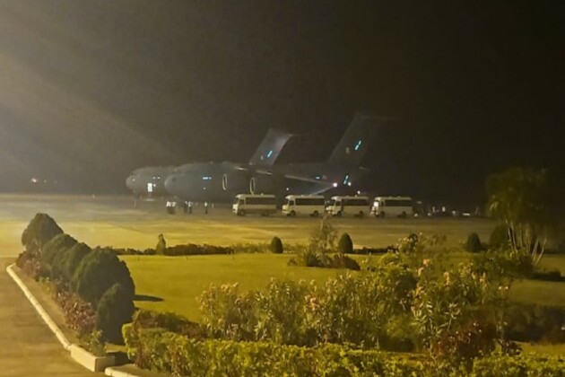 Two C-17 aircraft with 60 tonnes of relief material land in Myanmar