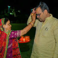 Rajasthan CM Bhajanlal Sharma performs Karva Chauth rituals with wife Geeta, prays for women's happiness and prosperity