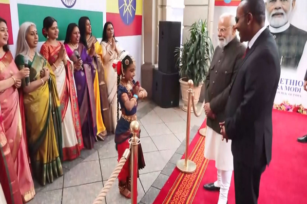 PM Modi receives warm welcome in Addis Ababa, meets Indian diaspora