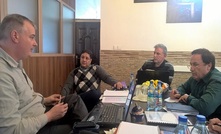 FWS Iain Henrys (left) talks to local geologists working on coal projects in Zarand, Iran.