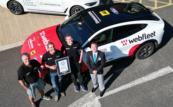 Above L-R, Richard Parker, Sam Clarke, Kevin Booker, and Guinness World Record adjudicator Carl Saville / Credit: Webfleet